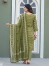 Mehendi Colour Cotton Blend With Print Kurti With Pant Dupatta Wholesale Market In Surat Aaradhna 2029